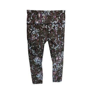 Lululemon All Sport Crop Floral Sport Blue Multicolor Leggings-sz 6